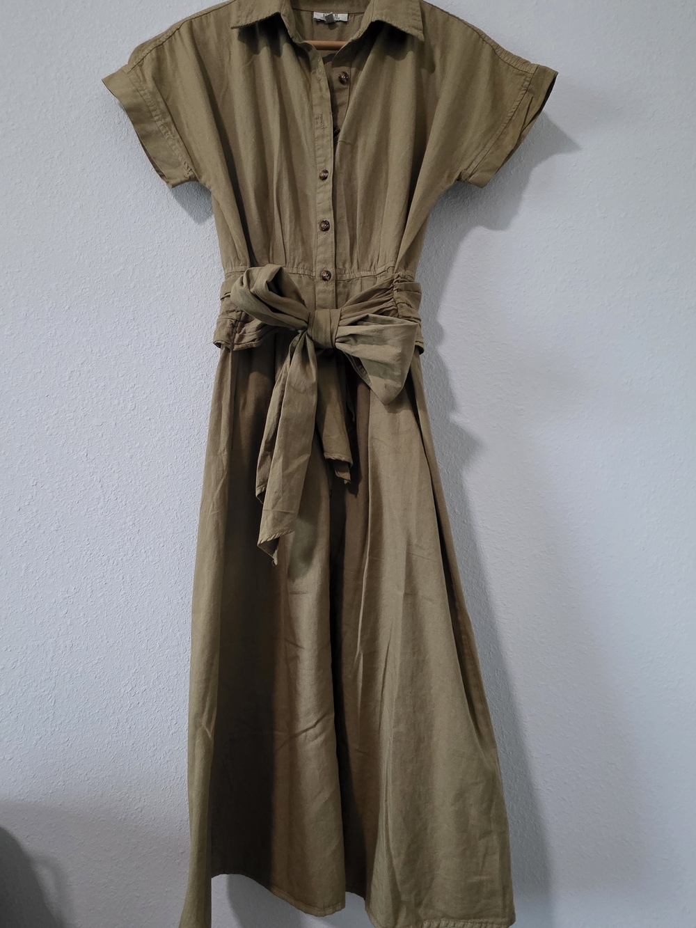 Women's Midi Dress in Olive Green - 100% Cotton